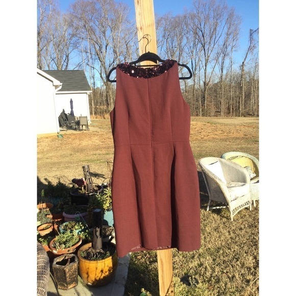 Talbots Womens Sleeveless Wool Dress Size 18 Cola Red Sequins Holiday Christmas - Picture 5 of 8